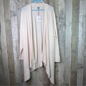 Anne Klein Size 1X Open Front Draped Knit Cardigan Sweater Waffle Weave …